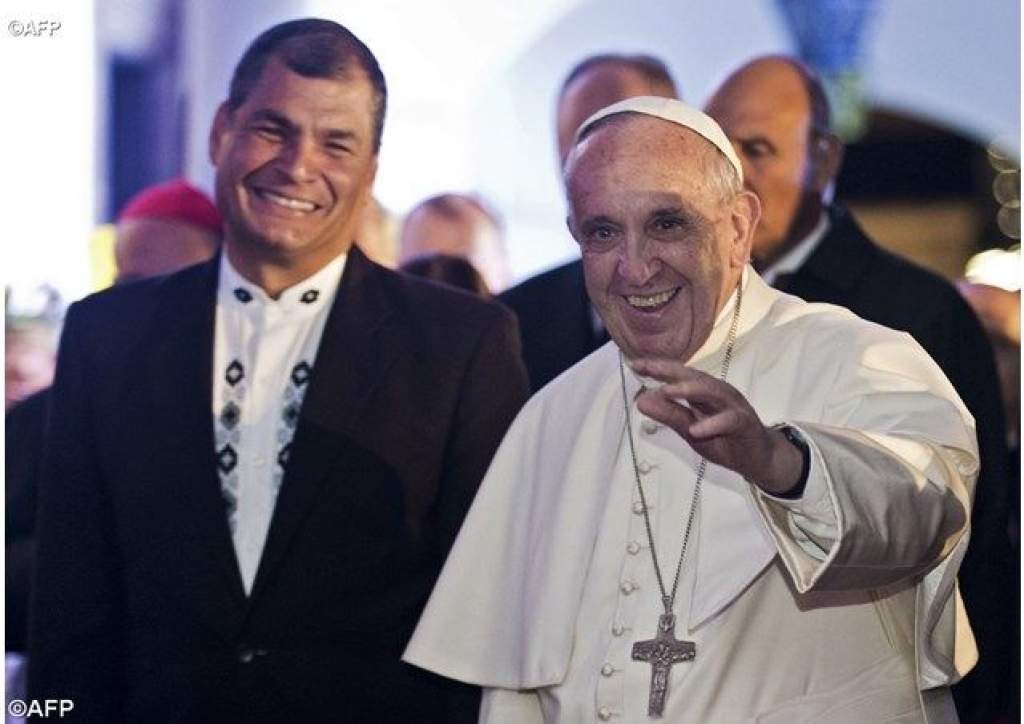 A pápa és az ecuadori elnök találkozója Quitóban