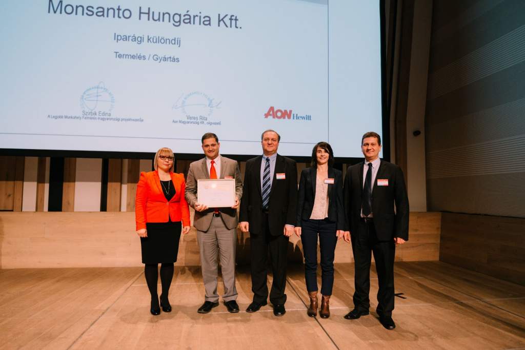 Aon Hewitt Legjobb Munkahely különdíjat kapott a Monsanto Hungária Kft.